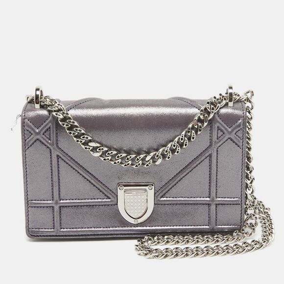 Dior Purple Iridescent Leather Diorama Wallet on Chain - Picture 1 of 4